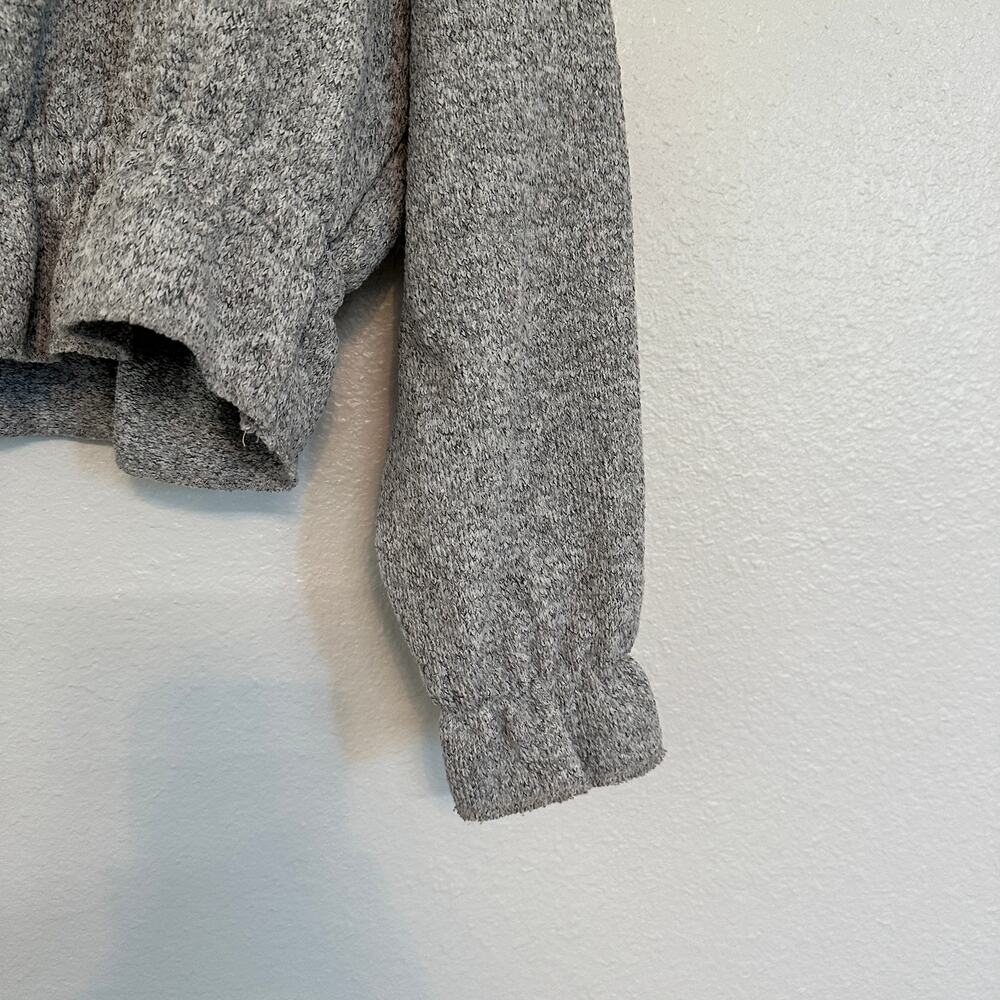Zara Trafaluc Gray Crop Pullover Long Sleeve Crew Neck Stretch Waist Womens M - Picture 3 of 5